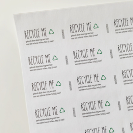 Recycle me sluitstickers op vel