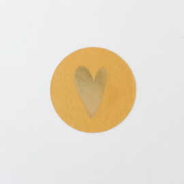 Oker goud hartje sluitstickers (5 stuks)