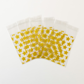 Sterrenzakjes goud met plakstrip 8x10cm (5 stuks)