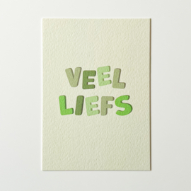 Veel liefs kaart - Vrolijke letters kaartlijn