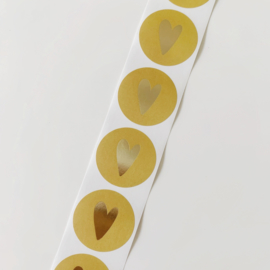 Oker goud hartje sluitstickers (5 stuks)