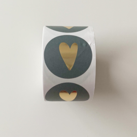 Groen goud hartje sluitstickers op rol