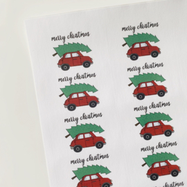 Rechthoekige Merry Christmas sluitstickers