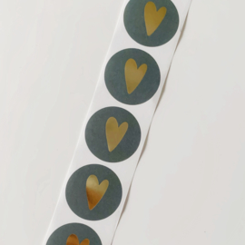 Groen goud hartje sluitstickers (5 stuks)