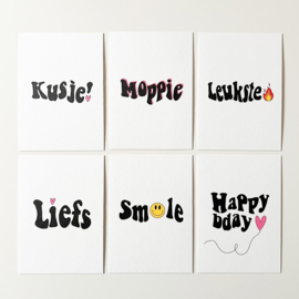 Moppie kaartlijn set van 6 verschillende kaarten