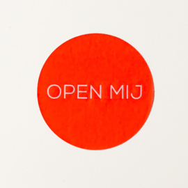 Open mij neon oranje sluitstickers (5 stuks)