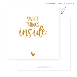 Minikaartje 85x85 • Sweet things inside (goudfolie)