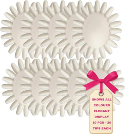 Nagelpresentatiesticks 4 stuks - zonnestandaard - display sticks fan practice starter ring - ovaal palet ter illustratie van nagellak (melkachtig)
