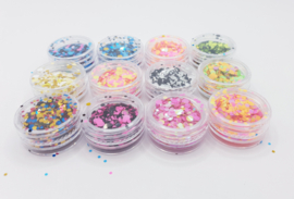 GLITTER NAIL KIT  NAIL SYSTEM 12 DIFFERENT COLORS Grote 3D-glitters voor nageldecoratie, 12 kleuren, voor nageldecoratie, festival en cosmetica, holografische glitter voor gezicht, lichaam, ogen, haar en doe-het-zelf (08)