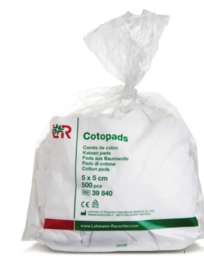 Cotopads Katoen Vierkant 5×5 cm – Pluisvrij, Absorberend (500 st.)