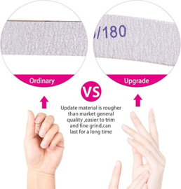 NAIL FILE PRO BELL*URE 100/180 PCS Nagelvijlen, Professionele Nagelvijlset, Gebogen Vingernagelbestanden, 100/180 korrel Tweezijdig Emery Board Manicure Tools voor Thuis en in de Salon Gebruik (grijs)