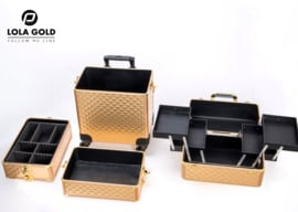 Lola Gold make-up trolleykoffer 4-delig op wielen – champagne goud
