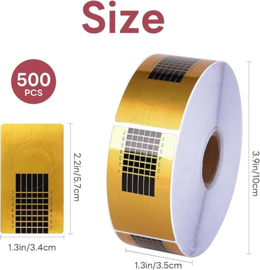 500 stuks nagelsjablonen, accessoires voor nagelverlenging, accessoires voor gelnagels en nagelverlenging, goudkleurig. nagelvormen, manicure-papierlade voor acrylnagelverlenging en uv-gel