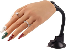 KnowU Siliconen Training Hand Voor Acryl Nagels,Siliconen Training Hand Voor Valse Nagels,Zacht En Opvouwbaar Vrouwelijk Model,Levensgrote Trainingshand Met Houder