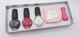 KONAD STAMP&SCRAPER  STAMPING  SET 3 NAIL POLISH 11 ML NAIL ART MADE IN KOREA