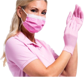 Nitril handschoenen Roze M – poedervrij, medisch, 100