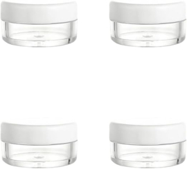 Kleine cosmetische containers, 4 stuks, mini-potjes, rond, helder, leeg, voor crème, monsters, poeder, lippenbalsem