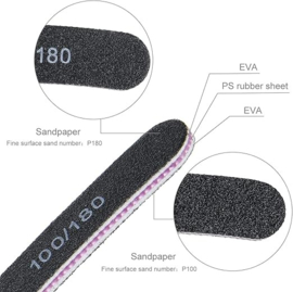 Bell*ure Nail Files 80/80 professionele nagelvijl nagelvijlen korrel 80/80 voor acrylnagels en gelnagels, dubbelzijdige grove nagelvijl korrel 80 korrel 80 professionele nagelvijlen set (zwart)