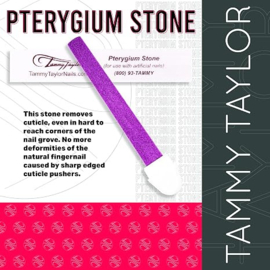 Tammy Taylor Pterygium Stone, elimineert 100% van het loslaten van de nagelplaat door overtollige nagriem, duwt de nagriem terug in moeilijk bereikbare hoekjes van de nagriemgroef.