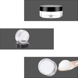 Kleine cosmetische containers, 4 stuks, mini-potjes, rond, helder, leeg, voor crème, monsters, poeder, lippenbalsem