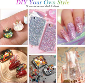 6 stuks acryl glitter voor oogmake-up, gezicht, lichaam, haar, nagels