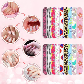 10 stuks mini-nagelvijlen, dubbelzijdige amaril voor professionele nagels voor acryl- en natuurlijke nagels, kleurrijke en bloemige nagelvijlen, nagelkunstgereedschap voor thuis en salon