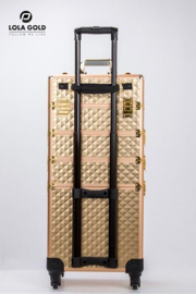 Lola Gold make-up trolleykoffer 4-delig op wielen – champagne goud