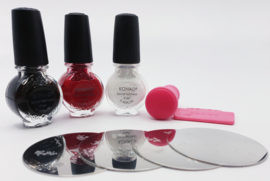KONAD STAMP&SCRAPER  STAMPING  SET 3 NAIL POLISH 11 ML NAIL ART MADE IN KOREA