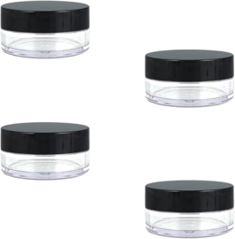 Kleine cosmetische containers, 4 stuks, mini-potjes, rond, helder, leeg, voor crème, monsters, poeder, lippenbalsem