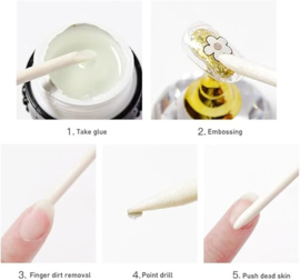 ALLURE NAIL PRODUCT PRO 12 wooden sticks for removing cuticles and nails, length 12 cm, double tip for pushing and removing cuticles and applying decorations