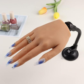 KnowU Siliconen Training Hand Voor Acryl Nagels,Siliconen Training Hand Voor Valse Nagels,Zacht En Opvouwbaar Vrouwelijk Model,Levensgrote Trainingshand Met Houder