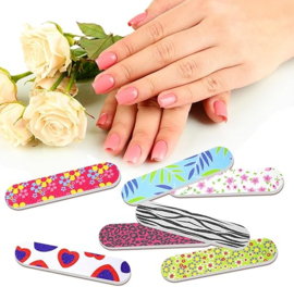 10 stuks mini-nagelvijlen, dubbelzijdige amaril voor professionele nagels voor acryl- en natuurlijke nagels, kleurrijke en bloemige nagelvijlen, nagelkunstgereedschap voor thuis en salon