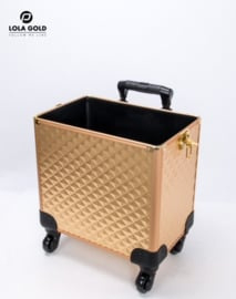 Lola Gold make-up trolleykoffer 4-delig op wielen – champagne goud