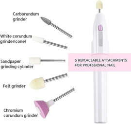 5-in-1 elektrische nagelvijlset voor manicure, pedicure, polijsten, polijsten, nagelboor voor persoonlijke verzorging van vinger- en teennagels