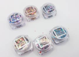 6 stuks acryl glitter voor oogmake-up, gezicht, lichaam, haar, nagels
