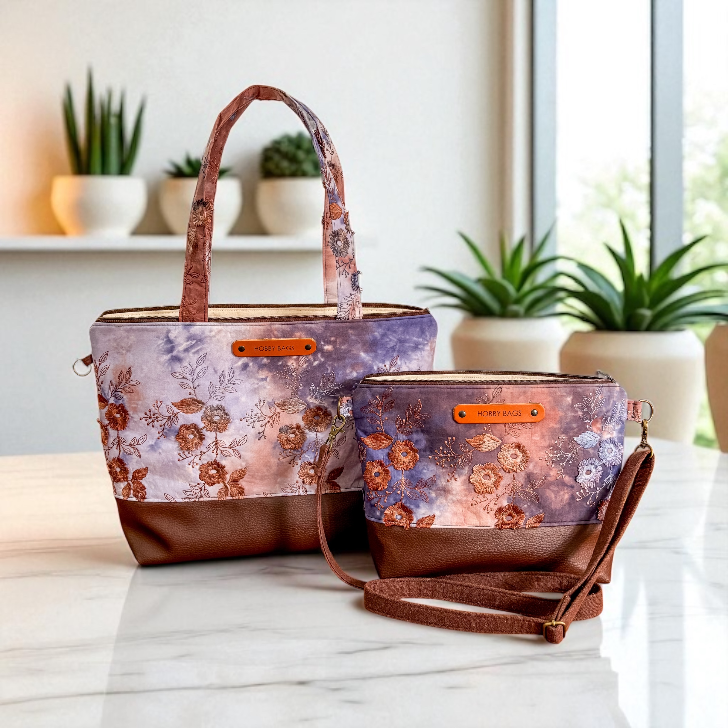 OB 3D Bloemen, combi met blauw of bruin