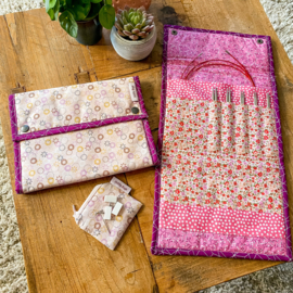 Bag (etui) voor verwisselbare breinaalden en kabels / roze