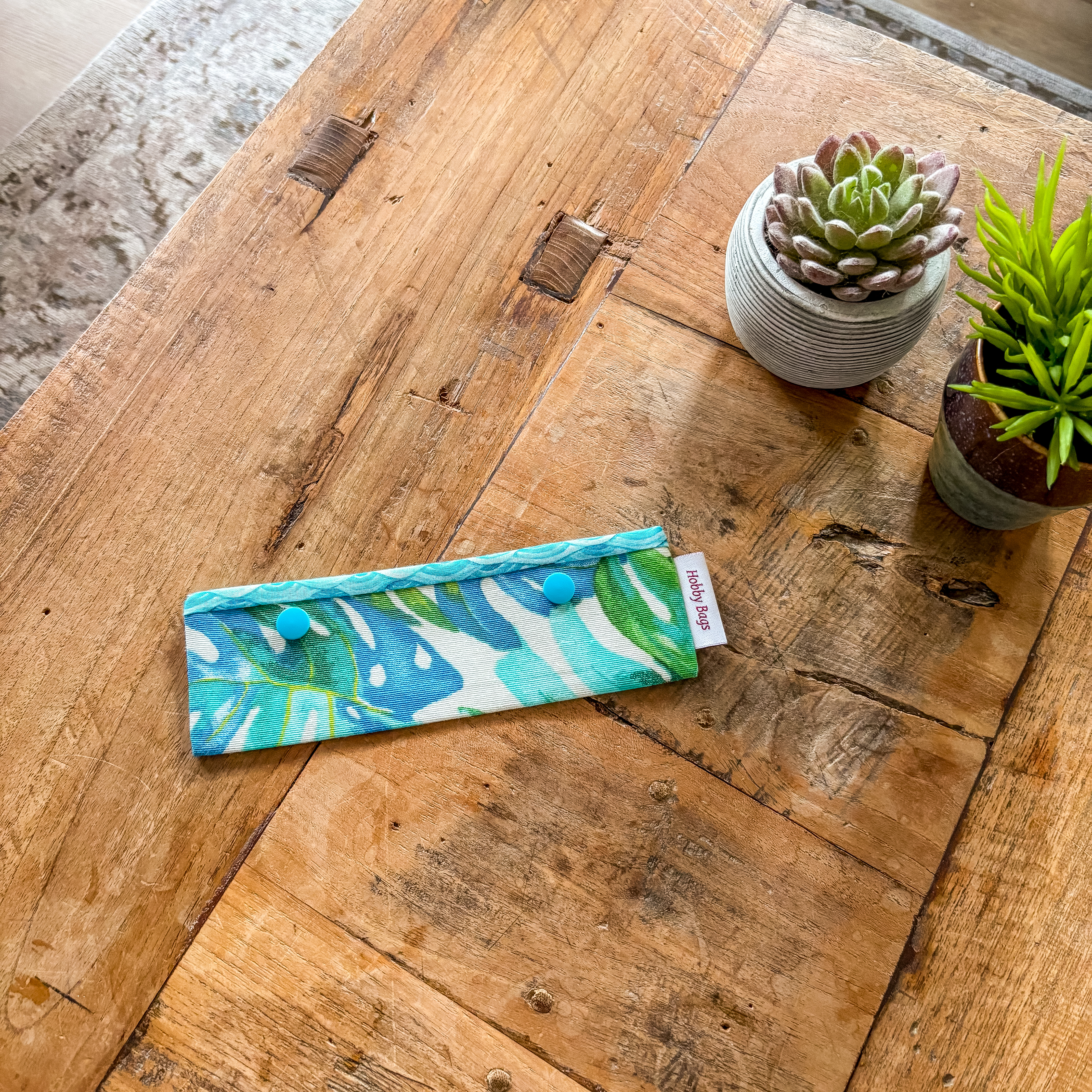 DPN Etui / Monstera (blauw/groen)