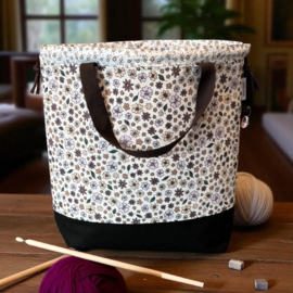 PB Combi Bruin/Beige met kleine bloemetjes