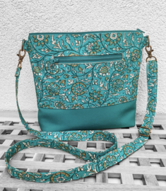 Bag Blauw/Turquoise met bodem van kunstleer
