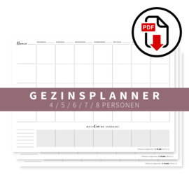 Printable planner | gezinsplanner 4 tot 8 personen