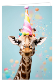 Kaart | Giraffe met feestmuts