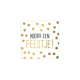 Cadeaulabel | Hoera een feestje! - 5 stuks