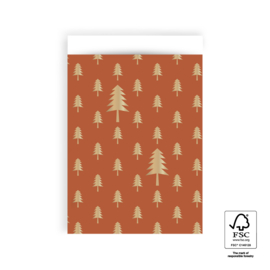 Cadeauzakjes | Kerstbomen | Goud - 5 stuks
