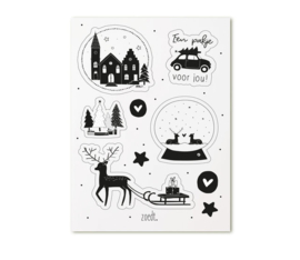 Stickervellen | Kerst | Zwart / wit