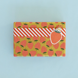 Inpakpapier | Strawberry | Stripes | Goud / rood - 3 meter