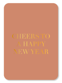 Kaart | Cheers to a happy new year | Goudfolie