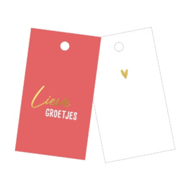 Cadeaulabel | Lieve groetjes - 5 stuks