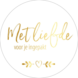 XL sticker | Met liefde voor je ingepakt | Goudfolie - 10 stuks