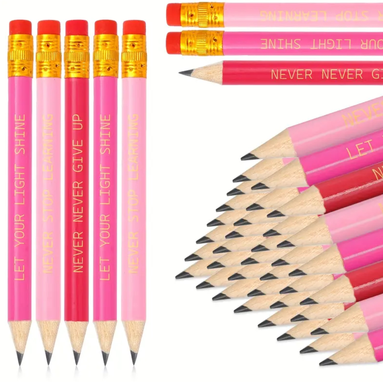 Potloodjes met quote | Mix - 5 stuks